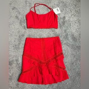Selfie Leslie Two Piece Set Crop Top Skirt